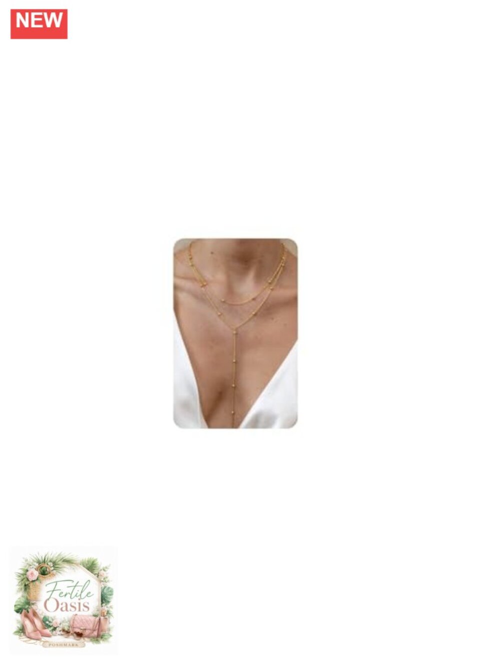 Gold Plated Y-Shaped Lariat Necklace Long Layered Women's